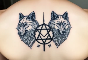 powerful wolfs with a Triskelion tattoo idea