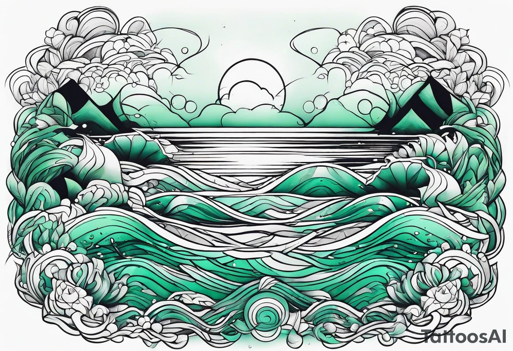 sea water green tattoo idea