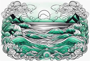 sea water green tattoo idea