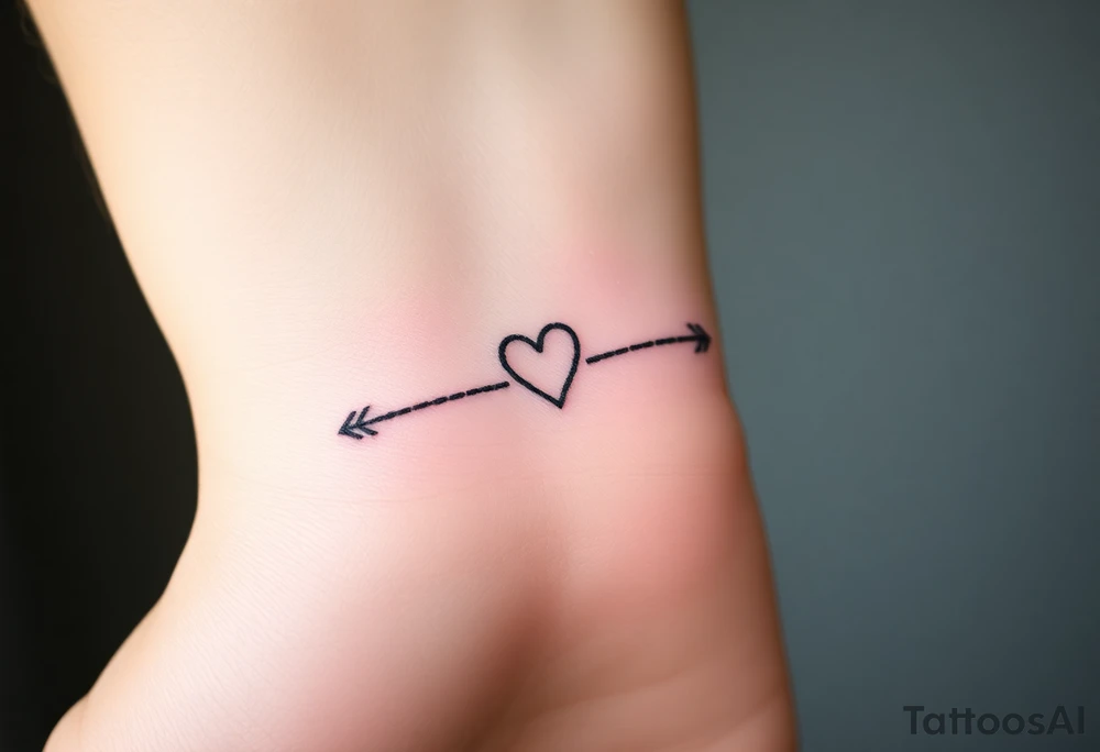 A dotted-line infinity with a heart at one end and an arrow at the other, symbolizing love’s journey, in a soft pastel gradient tattoo idea