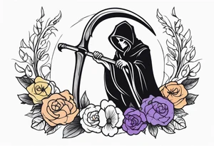 scythe grim reaper cute girlie nightshade flower tattoo idea