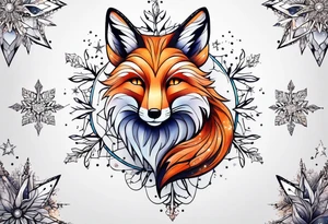 Constellation, animal fox , snowflake tattoo idea