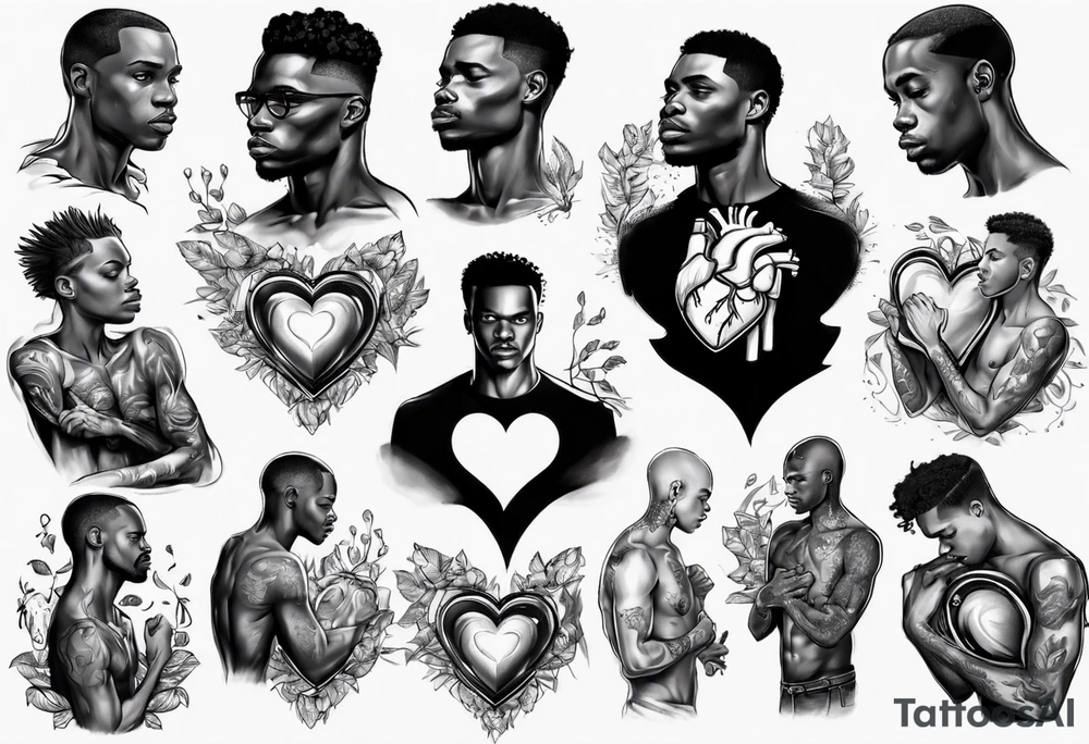 Black Man holding his heart tattoo idea