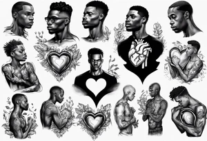 Black Man holding his heart tattoo idea