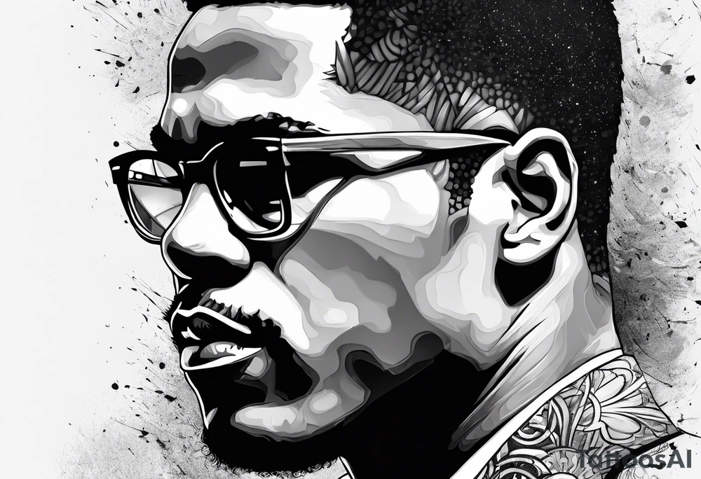 half malcolm x half muhammed ali tattoo idea