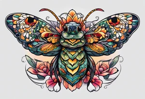 Duck toad moth tattoo idea
