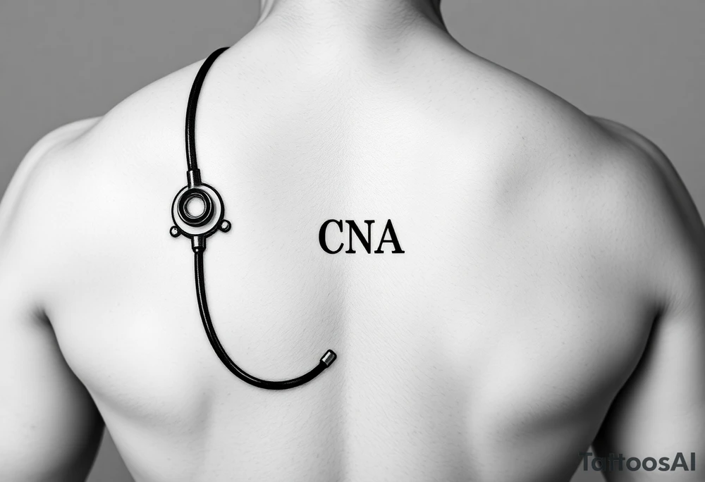 Stethoscope with the CNA symbol, realistic tattoo idea