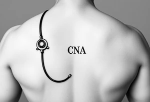 Stethoscope with the CNA symbol, realistic tattoo idea