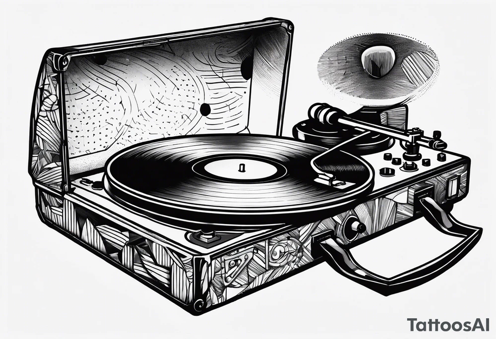 Recordplayer finline art minimalistic 2D tattoo idea
