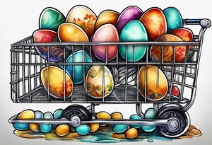 Shopping cart with eggs tattoo idea