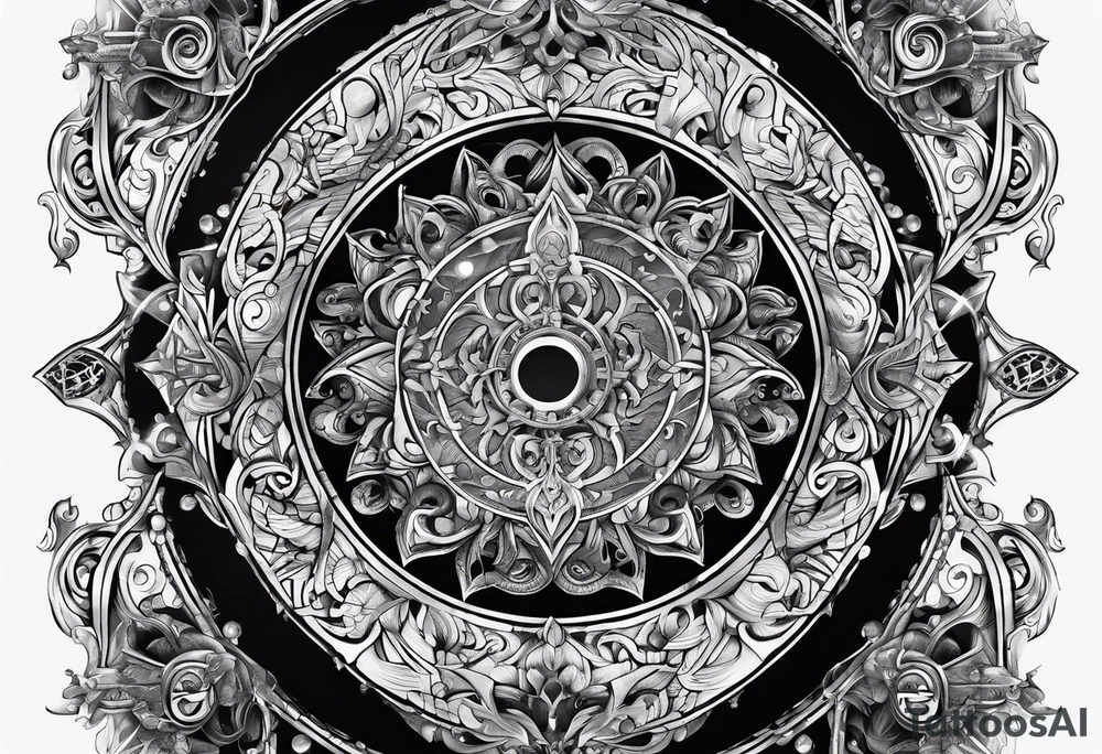 Surrelistic gothic elements in a spiral tattoo idea