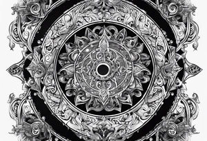 Surrelistic gothic elements in a spiral tattoo idea