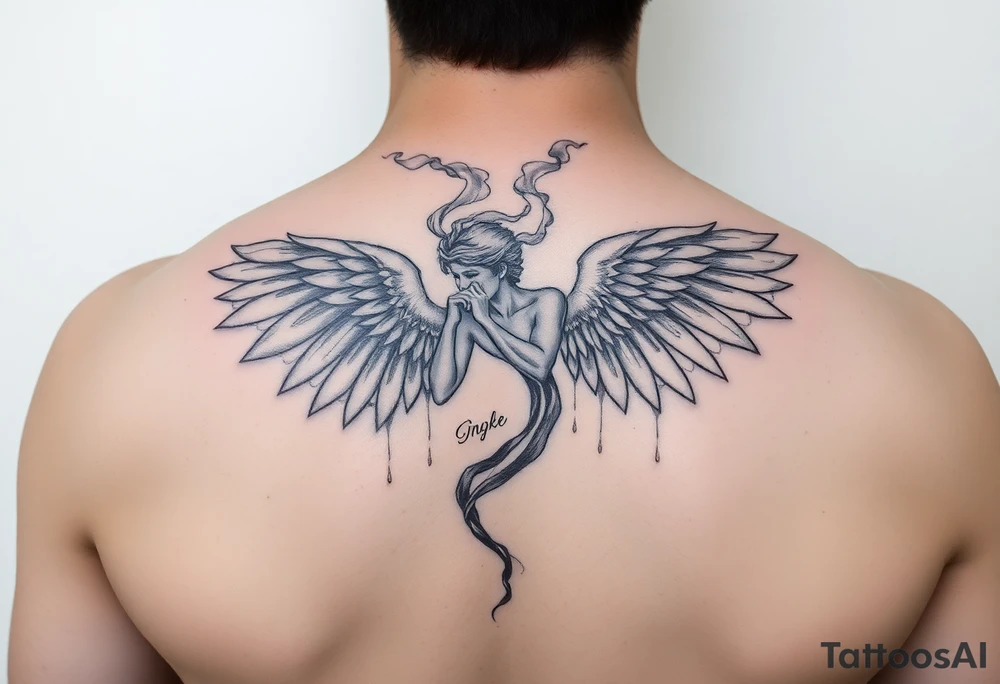 angel with smoke tattoo idea