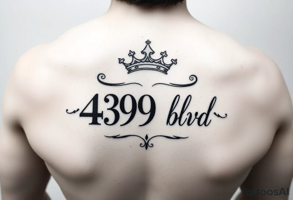 Address of 4290 blvd T53 with a crown on upper arm tattoo idea