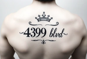 Address of 4290 blvd T53 with a crown on upper arm tattoo idea