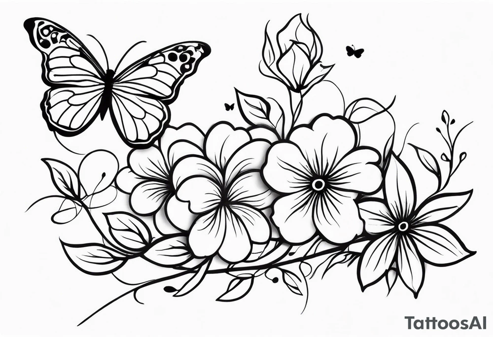 vines and flowers with butterflies tattoo idea