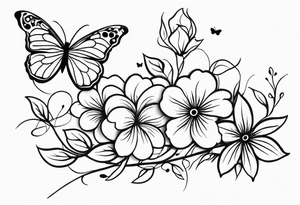 vines and flowers with butterflies tattoo idea