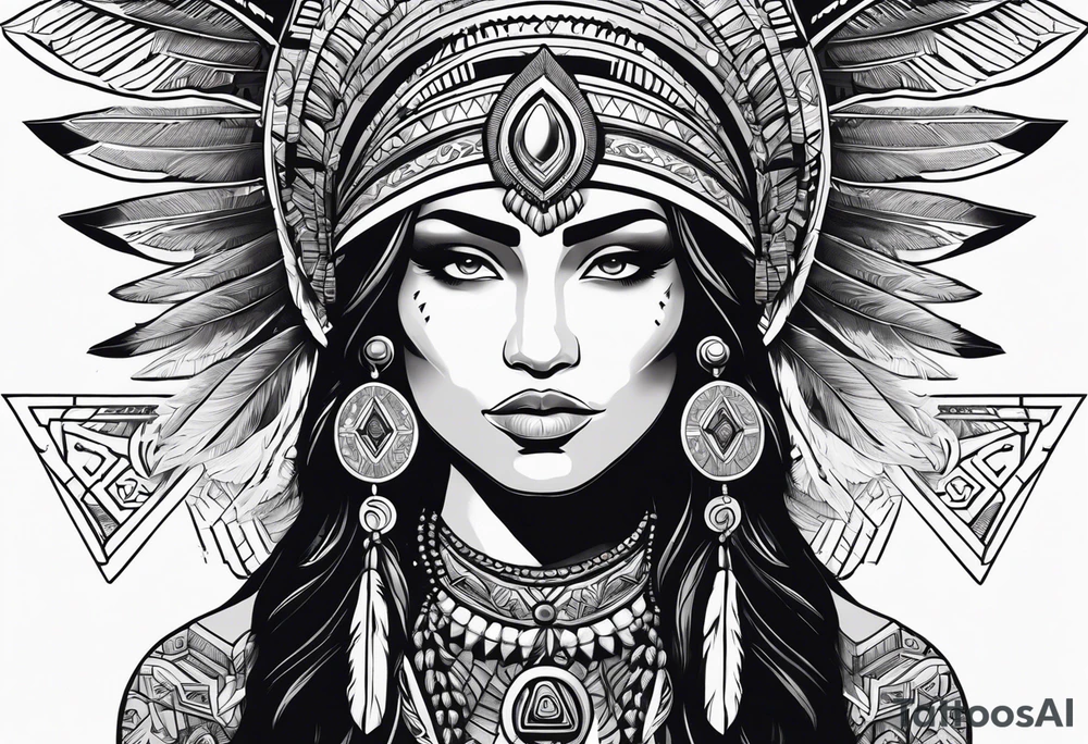 kali, valkrye, goddess, native american, looking right, wing tattoo idea kali, valkrye, goddess, native american, looking right, wing tattoo idea