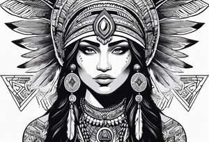 kali, valkrye, goddess, native american, looking right, wing tattoo idea