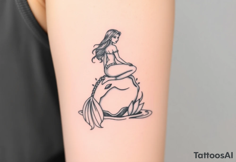 mermaid above water sitting on rock tattoo idea