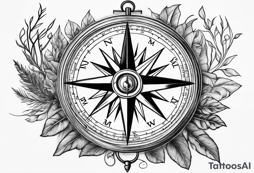 Compass with roots tattoo idea