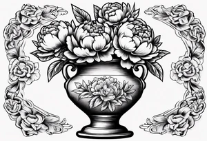 Old school vase with peonies in it tattoo idea