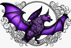 Purple bats and moon tattoo idea