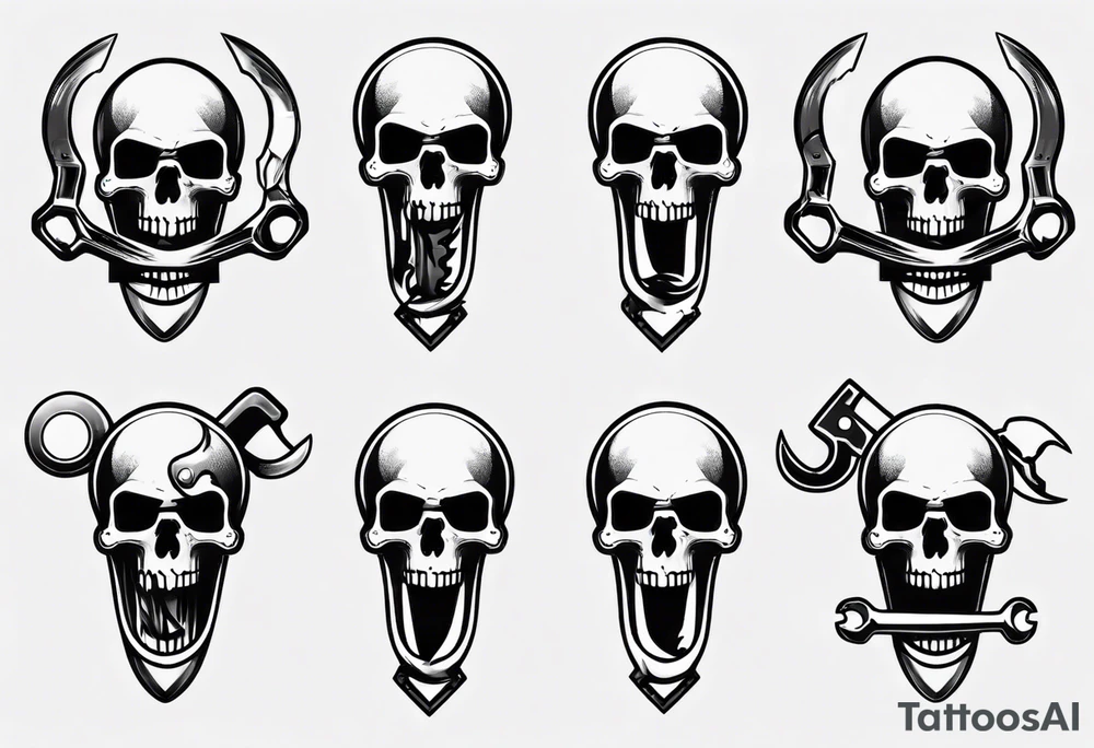 Skull eating wrench tattoo idea