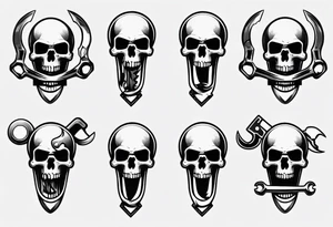 Skull eating wrench tattoo idea