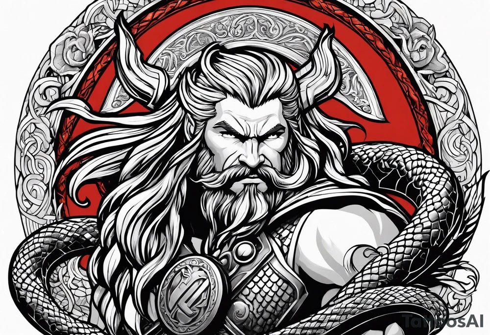 Thor getting eaten by the world serpent tattoo idea