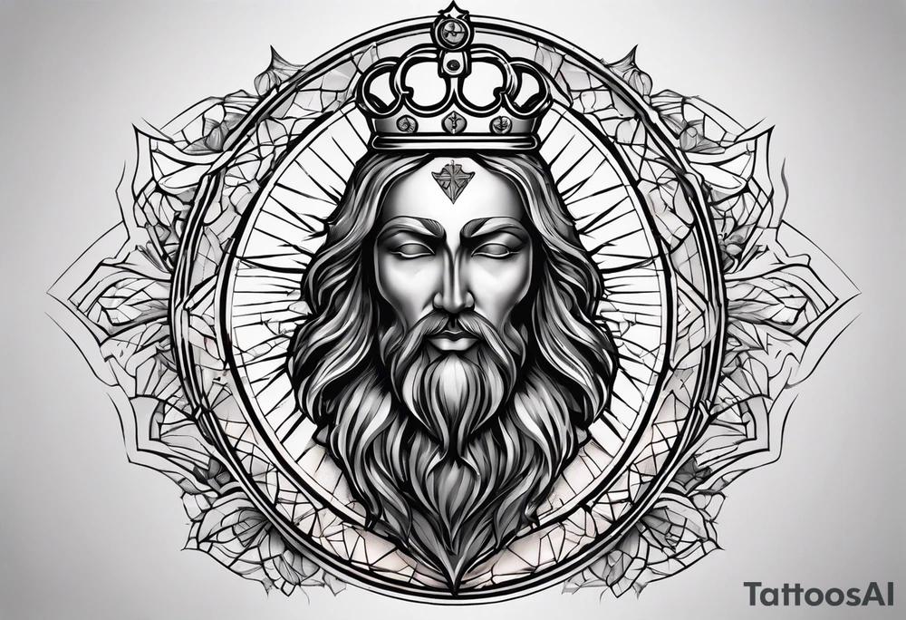 sacred heart with 3 swords instead of a cross. In front of a seraphim. tattoo idea