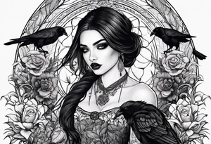 Goth girl raven garden tattoo idea