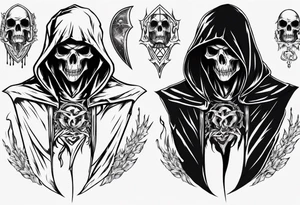 Upper half of a hooded reaper with no weapon tattoo idea