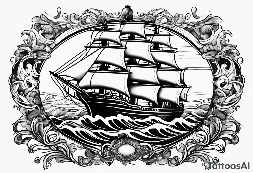 ship in a bottle, but the ship is in a storm tattoo idea