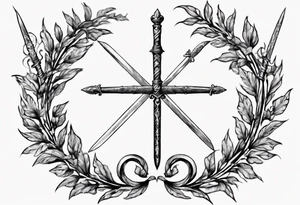 number 13 centered in a laurel leaf wreath and a sword going through the center of the wreath tattoo idea