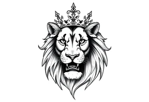 Lioness face with crown tattoo idea