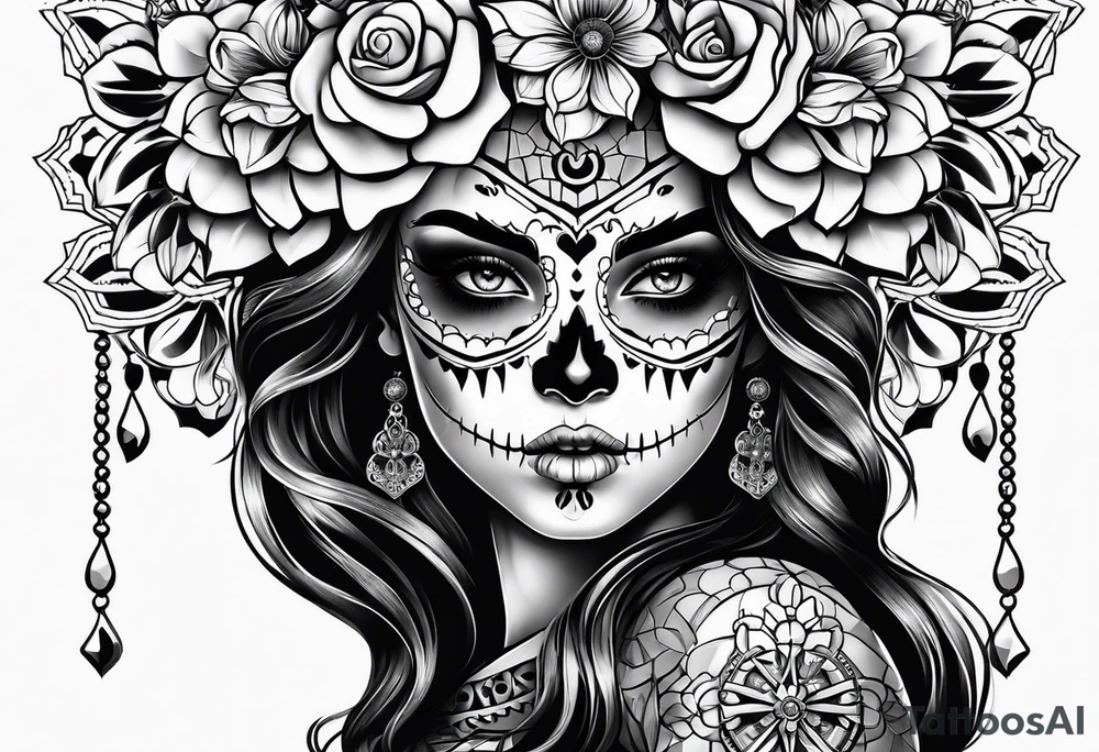 Sugar skull girl tattoo idea
