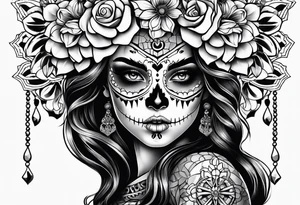 Sugar skull girl tattoo idea