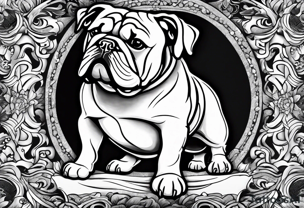 Abseiling bulldog sand blasting tattoo idea