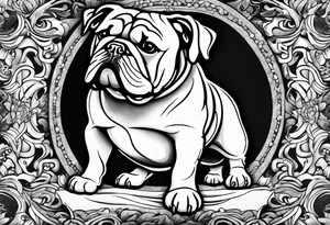 Abseiling bulldog sand blasting tattoo idea