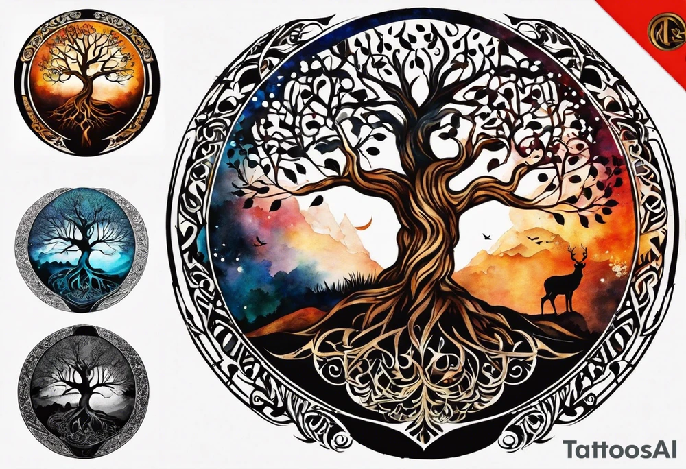 A Tree of Life in a circular design. The Dates 12.02.1985 and 21.02.1987 should be part of the tattoo, too. tattoo idea
