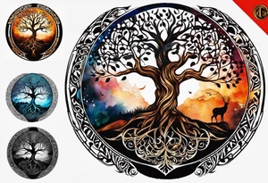 A Tree of Life in a circular design. The Dates 12.02.1985 and 21.02.1987 should be part of the tattoo, too. tattoo idea