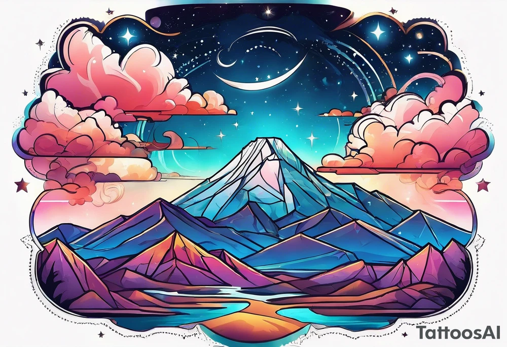 Galaxy sky with Arizona landscape tattoo idea