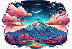 Galaxy sky with Arizona landscape tattoo idea
