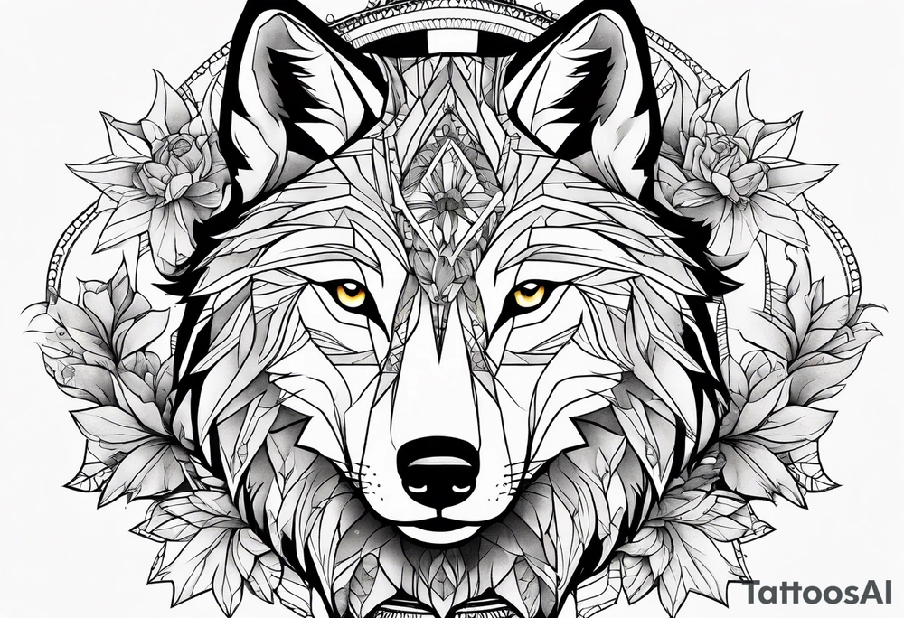 Constellation, animal wolf snow , géométric , flower tattoo idea