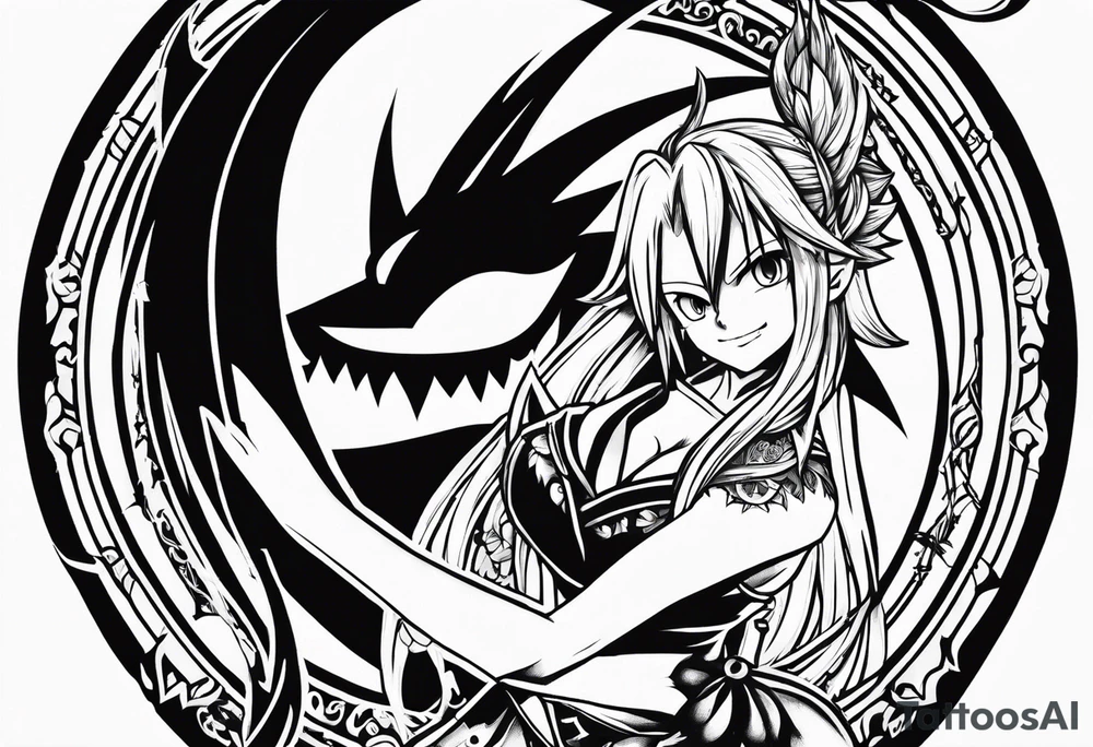 The logo of the anime show Fairy Tail that is essentially a fairy with a tail tattoo idea