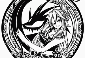 The logo of the anime show Fairy Tail that is essentially a fairy with a tail tattoo idea