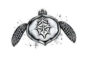 Turtle with trident pattern on its shell tattoo idea