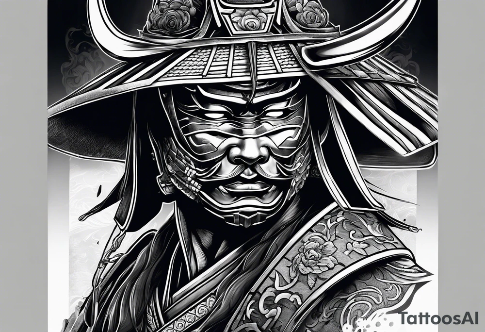 a samurai with his mask tattoo idea