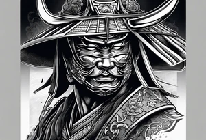 a samurai with his mask tattoo idea
